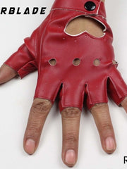 Load image into Gallery viewer, Faux Leather Half Finger Gloves