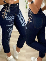 Load image into Gallery viewer, Side Chain Lace-Up Jeans