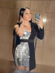 Load image into Gallery viewer, Sequined One Off-Shoulder Dress