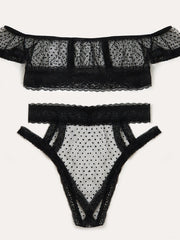 Load image into Gallery viewer, Sheer Dot Lingerie Set