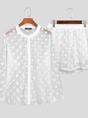 Load image into Gallery viewer, Sheet Polka Dot Shirts & Shorts Set