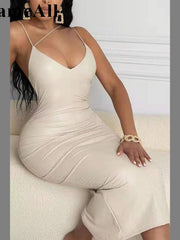 Load image into Gallery viewer, Spaghetti Strap Faux Leather Dress