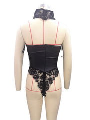 Load image into Gallery viewer, Lace Cut-Out Tube Teddy Bodysuit