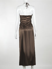 Load image into Gallery viewer, Drawstring Ruched Halter Dresses