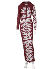 Load image into Gallery viewer, Long Sleeve Turn-down Collar Dress