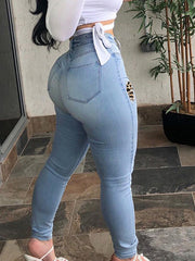 Load image into Gallery viewer, Ripped Denim Jeans w/ Patchwork