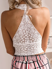 Load image into Gallery viewer, Deep V-neck Lace Halter Top