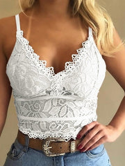 Load image into Gallery viewer, Deep V-neck Lace Halter Top