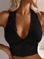Load image into Gallery viewer, Deep V-neck Lace Halter Top