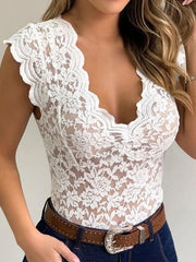 Load image into Gallery viewer, Deep V-neck Lace Halter Top