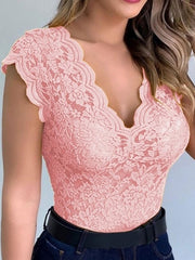 Load image into Gallery viewer, Deep V-neck Lace Halter Top