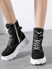 Load image into Gallery viewer, Chunky Heels Canvas Boots