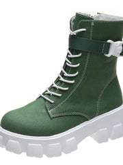 Load image into Gallery viewer, Chunky Heels Canvas Boots