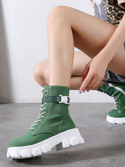 Load image into Gallery viewer, Chunky Heels Canvas Boots