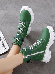 Load image into Gallery viewer, Chunky Heels Canvas Boots