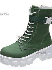 Load image into Gallery viewer, Chunky Heels Canvas Boots