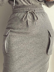 Load image into Gallery viewer, Long Sleeve Drawstring Hooded Dress