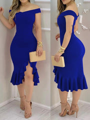 Load image into Gallery viewer, Rhinestone Off Shoulder Dress