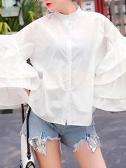 Load image into Gallery viewer, Long Ruffled Flared Sleeve Blouse