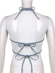 Load image into Gallery viewer, Butterfly Jeans Crop Top