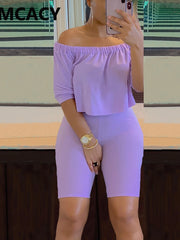 Load image into Gallery viewer, Off-Shoulder Crop Top & Shorts