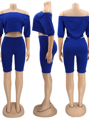 Load image into Gallery viewer, Off-Shoulder Crop Top & Shorts