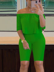 Load image into Gallery viewer, Off-Shoulder Crop Top & Shorts