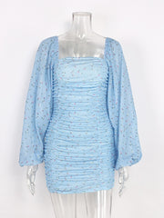 Load image into Gallery viewer, Sheer Lantern Sleeve Dress