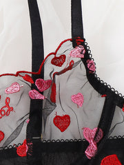 Load image into Gallery viewer, Lace Heart Embroidered Lingerie Set