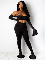 Load image into Gallery viewer, Off Shoulder Flared Sleeve Crop Top & Pants