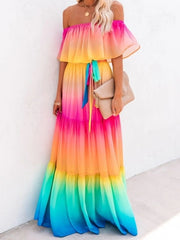 Load image into Gallery viewer, Off Shoulder Chiffon Dress
