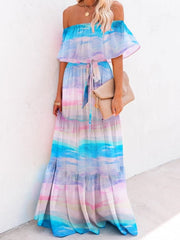 Load image into Gallery viewer, Off Shoulder Chiffon Dress