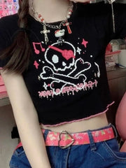 Load image into Gallery viewer, Cute Skull Crop Top