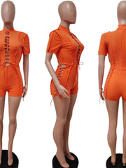 Load image into Gallery viewer, Lace-Up Romper