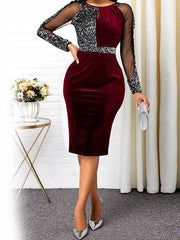 Load image into Gallery viewer, Sequins Patchwork Dress