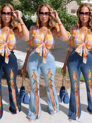 Load image into Gallery viewer, Leg Split Jeans Pants