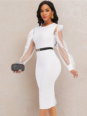 Load image into Gallery viewer, Sheer Sleeve White Dress