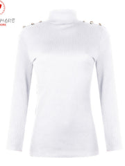 Load image into Gallery viewer, Turtleneck Sweater W/ Button Sleeves
