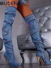 Load image into Gallery viewer, Open Toes Knee High Boots