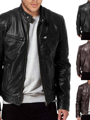 Load image into Gallery viewer, Men's Zip-Up PU Leather Cardigan Jacket