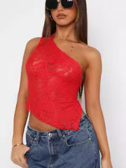 Load image into Gallery viewer, Lace Asymmetrical Top