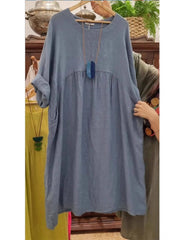 Load image into Gallery viewer, Women's Cotton Linen Vintage Summer Dress