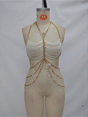 Load image into Gallery viewer, Pearl Chest Chain Body Chain Neck-hanging Vest