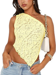 Load image into Gallery viewer, Lace Asymmetrical Top