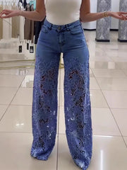Load image into Gallery viewer, Lace Flowers Hollow Jeans