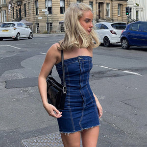 Denim Tube Top Dress