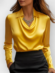 Load image into Gallery viewer, Collar Draped Shirts &amp; Blouses