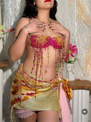 Load image into Gallery viewer, Beaded Spicy Girl Body Chain Cover-up Halter Top Layering Piece