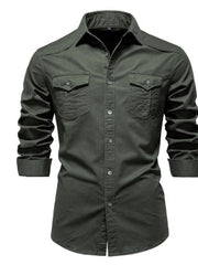 Load image into Gallery viewer, Long-sleeved Denim Shirt