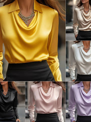 Load image into Gallery viewer, Collar Draped Shirts &amp; Blouses